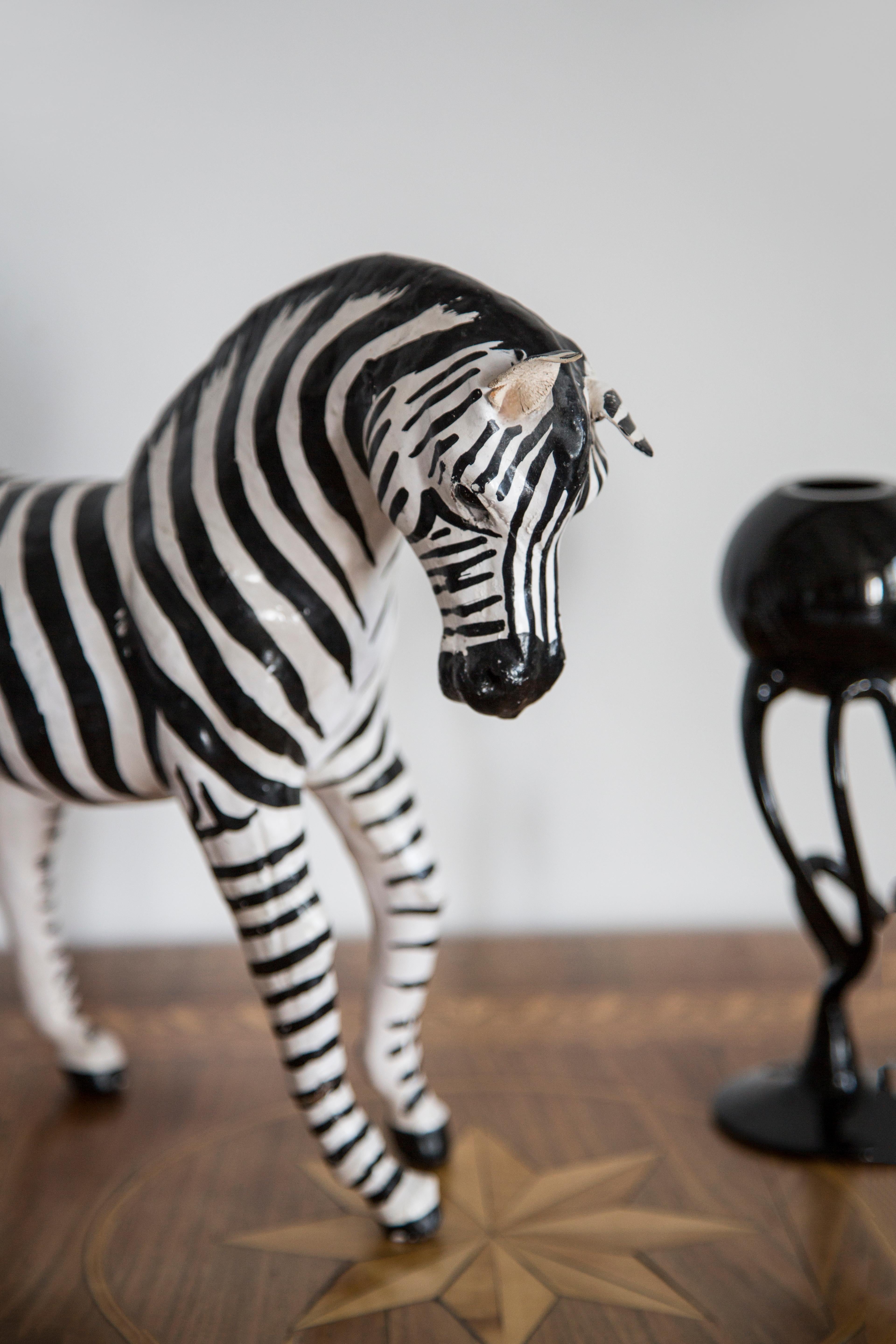Mid-20th Century Medium Zebra Gypsum Sculpture, France, 1960s For Sale 1