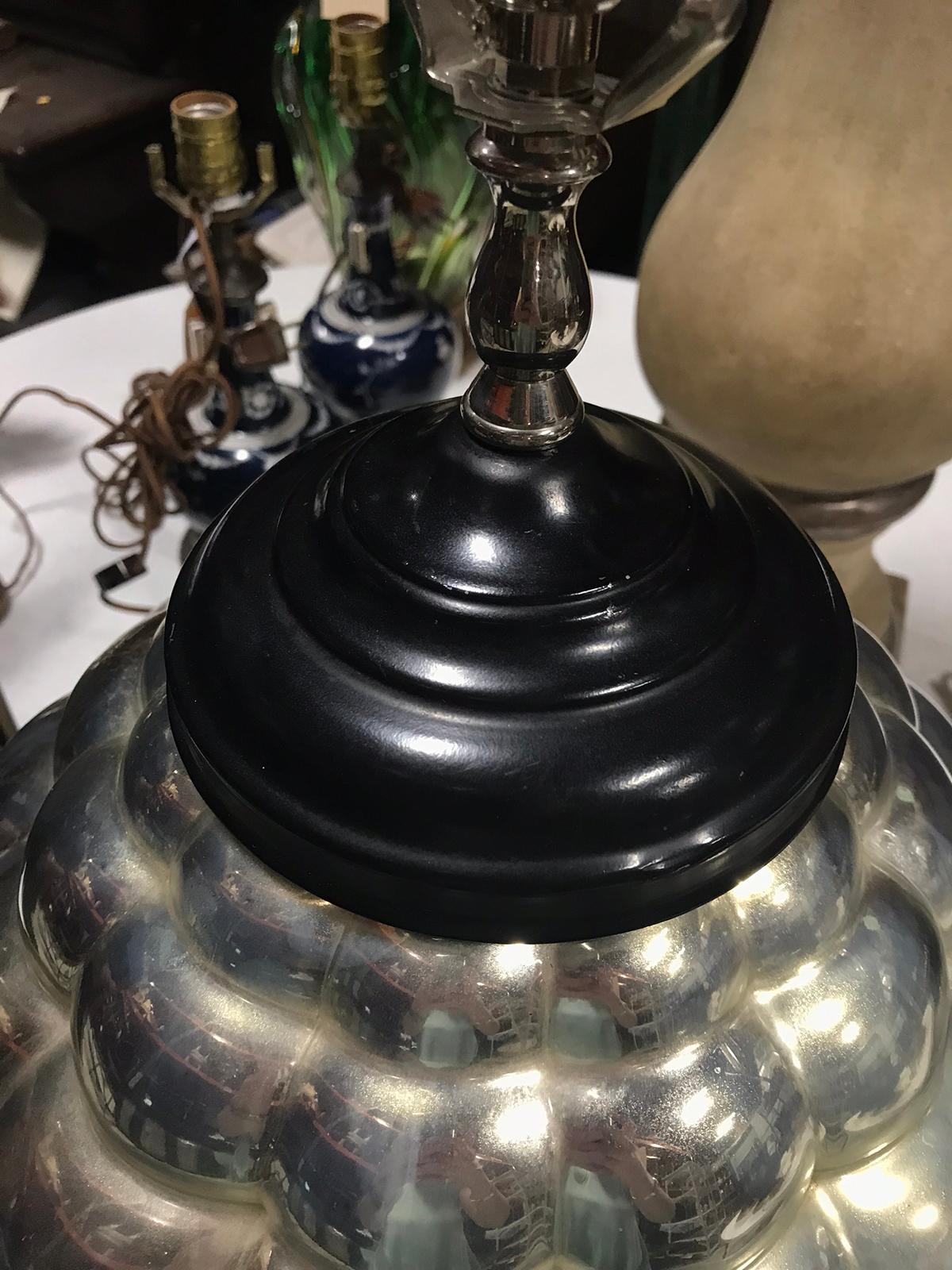 Mid-20th Century Mercury Glass Lamp on Black Base For Sale 6