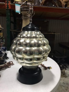 Mid-20th Century Mercury Glass Lamp on Black Base