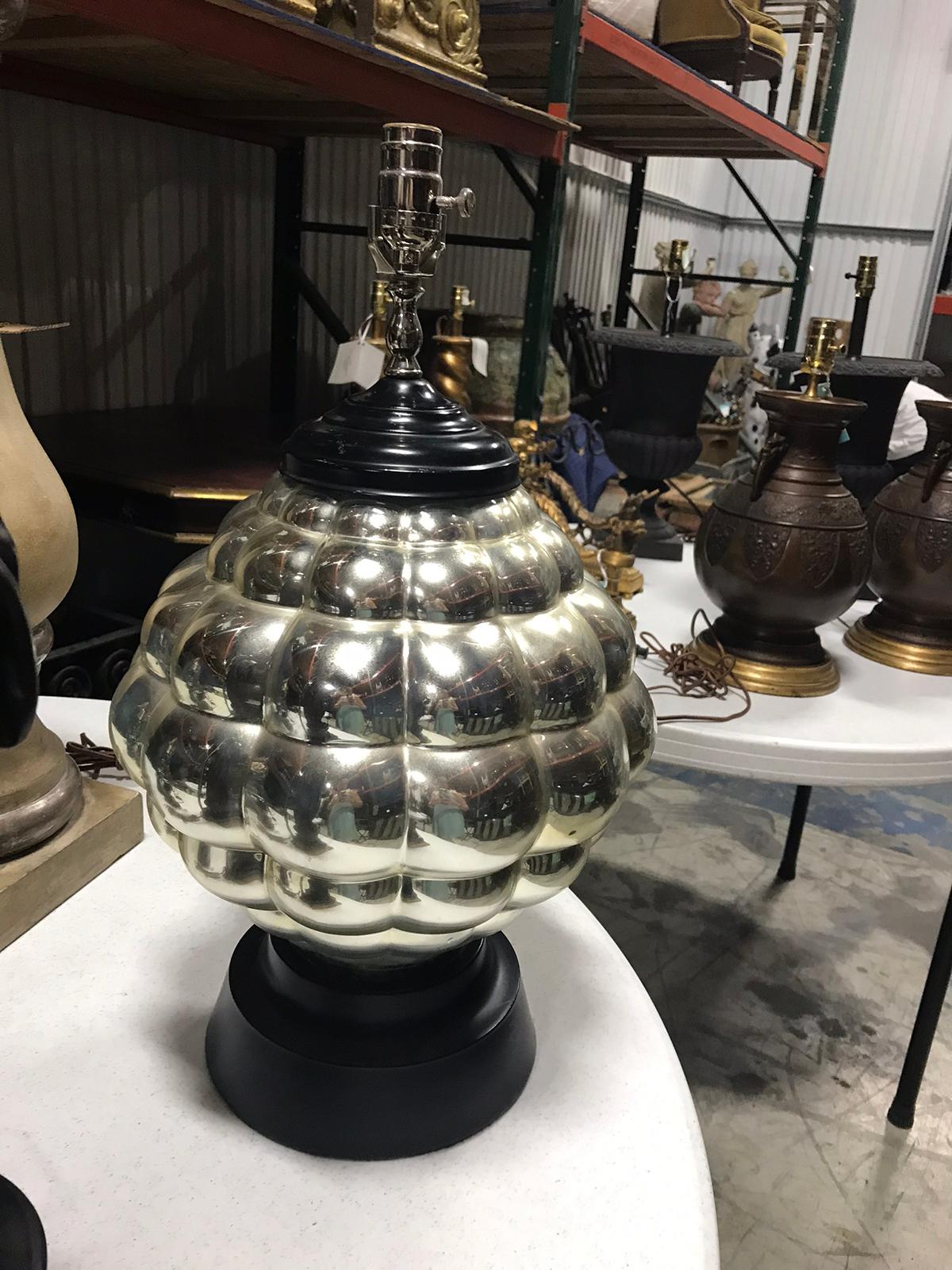Mid-Century Modern Mid-20th Century Mercury Glass Lamp on Black Base For Sale