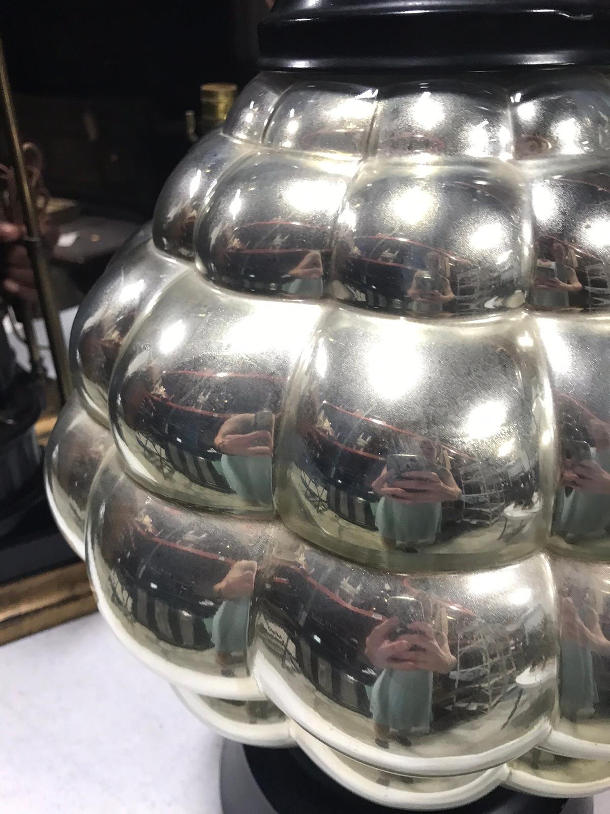 Mid-20th Century Mercury Glass Lamp on Black Base In Good Condition For Sale In Atlanta, GA