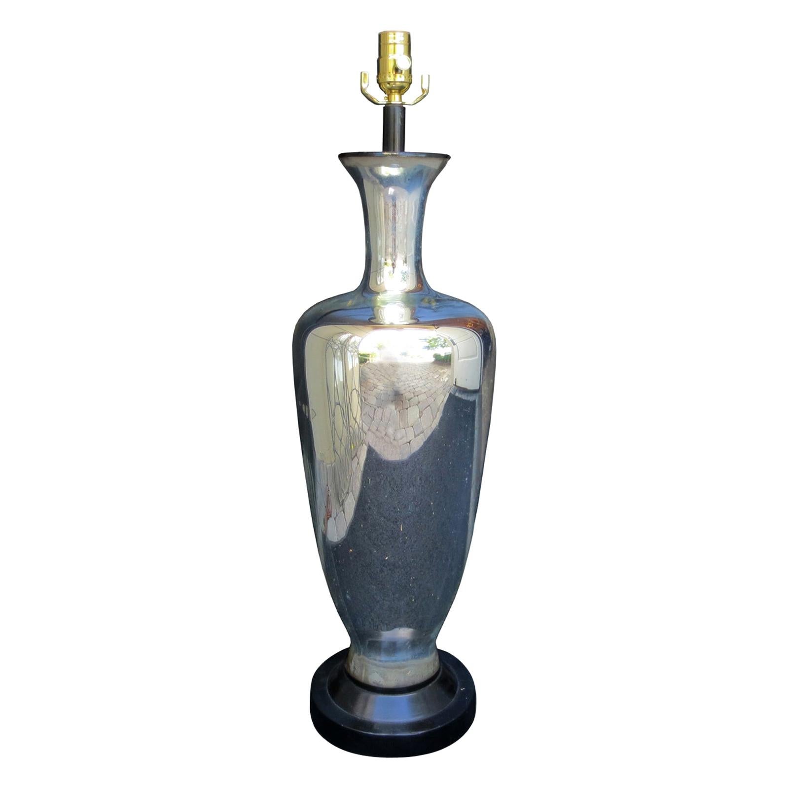 Mid-20th Century Mercury Glass Urn Lamp For Sale