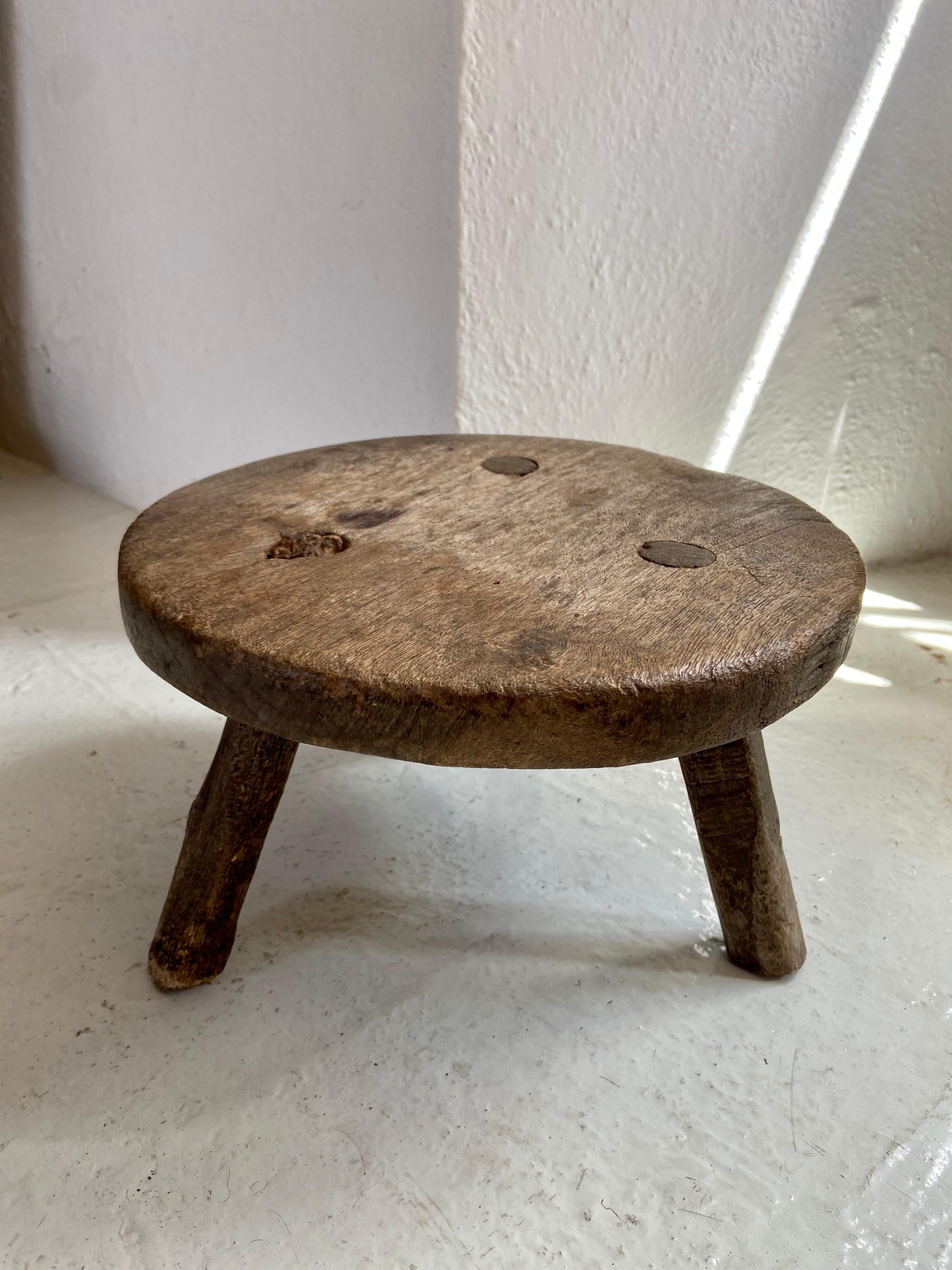 Mexican Mid-20th Century Mesquite Stool from Mexico