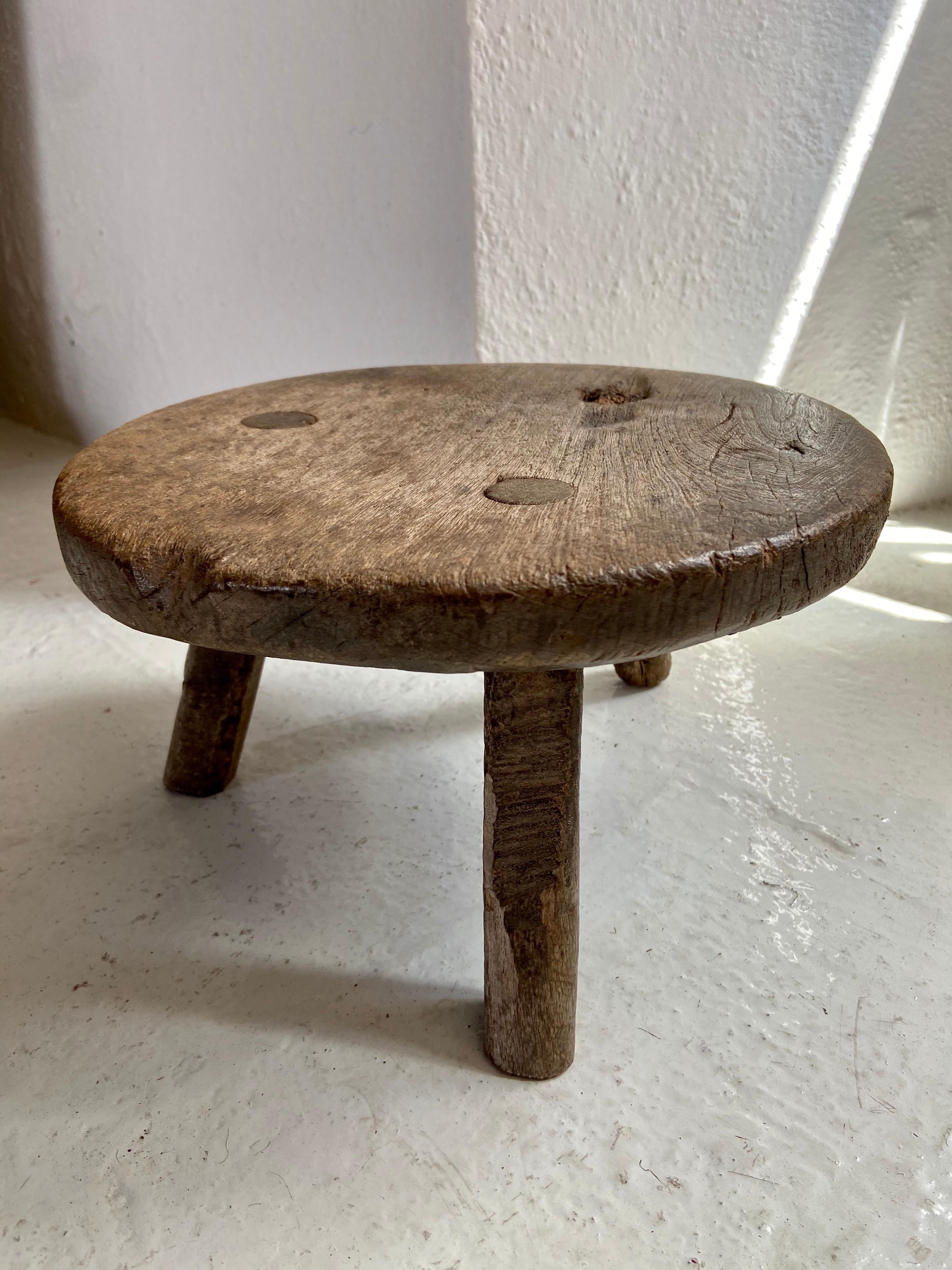 Hardwood Mid-20th Century Mesquite Stool from Mexico