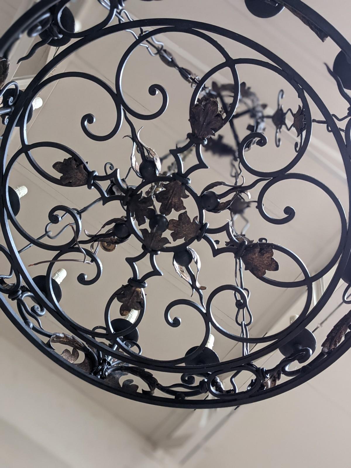 Mid-20th Century Metal Chandelier from France In Good Condition In Dallas, TX