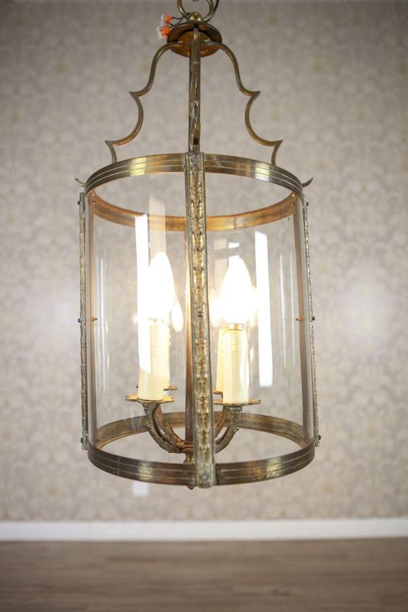 Ottone Lampada a sospensione in metallo e vetro della metà del XX secolo in vendita
