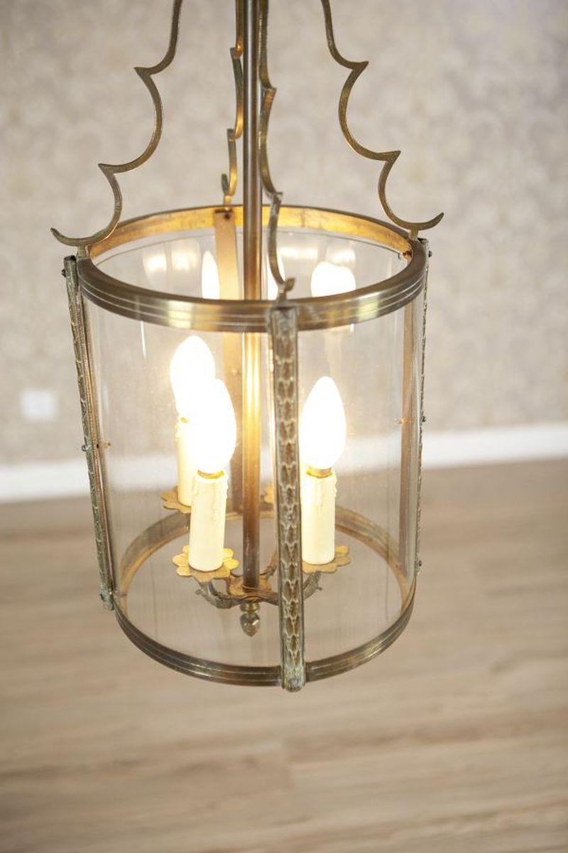 Lampada a sospensione in metallo e vetro della metà del XX secolo in vendita 1