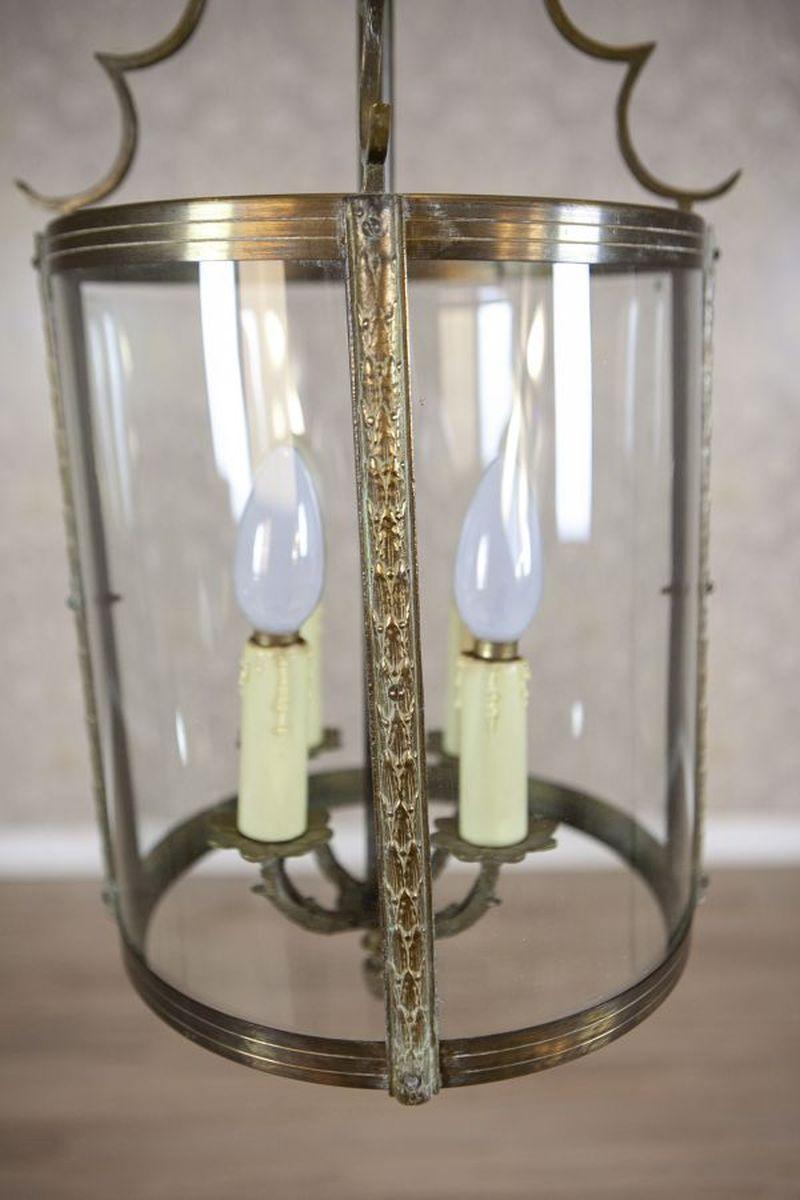 Lampada a sospensione in metallo e vetro della metà del XX secolo in vendita 2