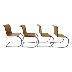 Mid 20th Century Mid Century Chrome and Rattan Chairs - Set of 4