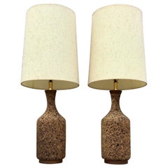 Mid 20th Century Mid Century Cork Table Lamps, a Pair
