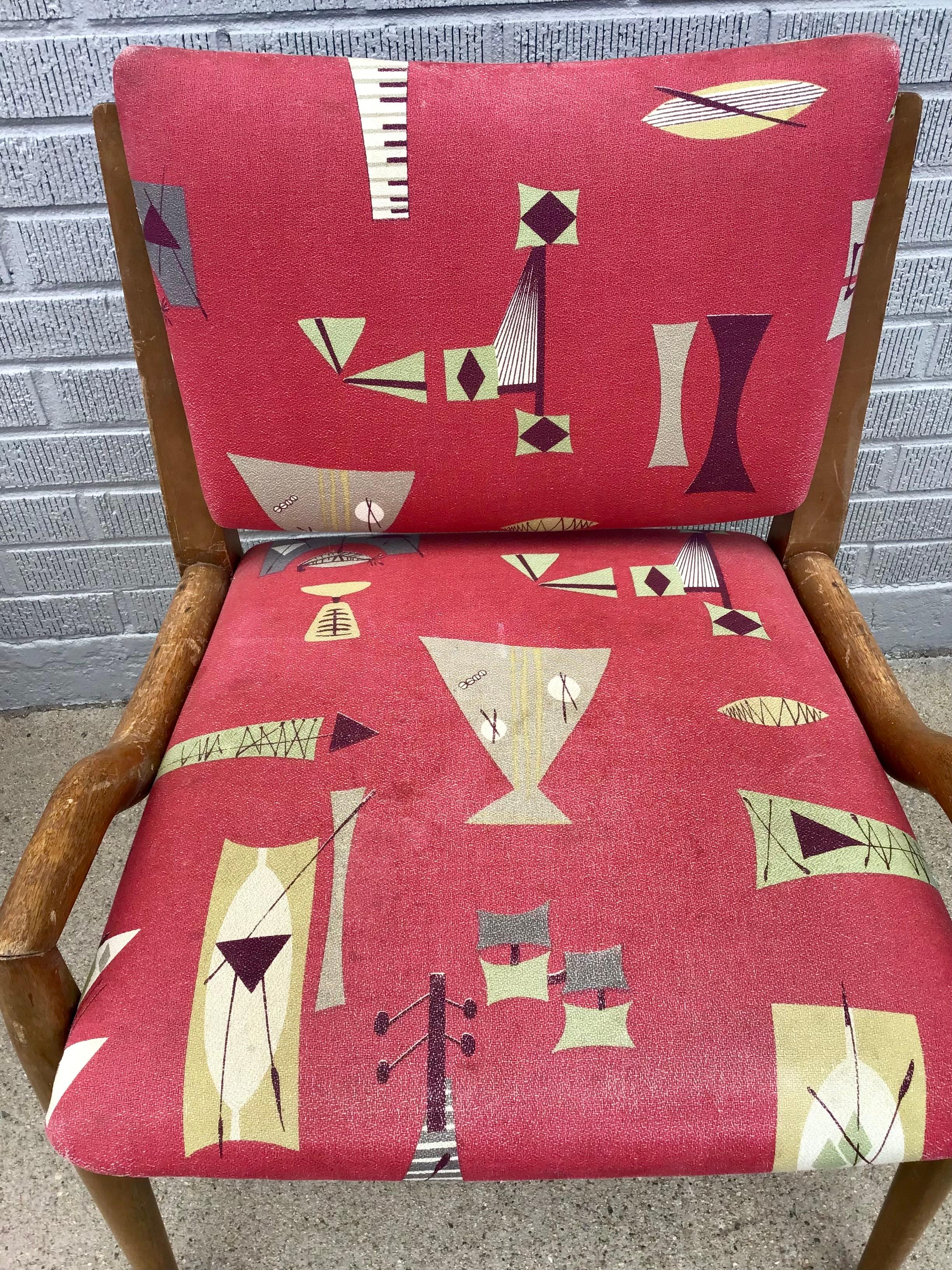 Tissu Mid 20th Century Mid Century Dining Chairs by John Keal, Set of 4 en vente