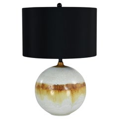 Mid-20th Century MCM Drip Glaze Ceramic Ball Lamp with New Black Shade