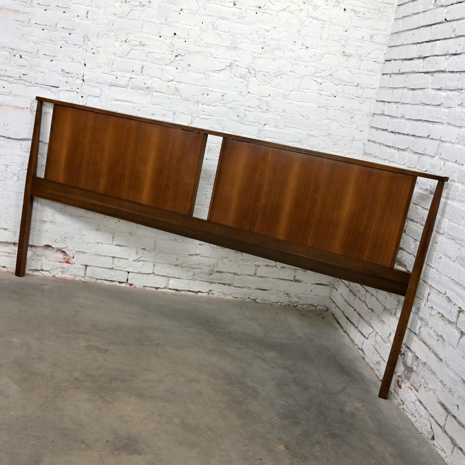 Mid-Century Modern Mid-20th Century Mid Century Modern King Sized Double Paneled Walnut Headboard