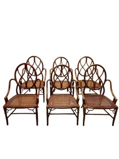 Mid 20th Century Mid-Century Modern McGuire Rattan Dining Chairs - Set of 6