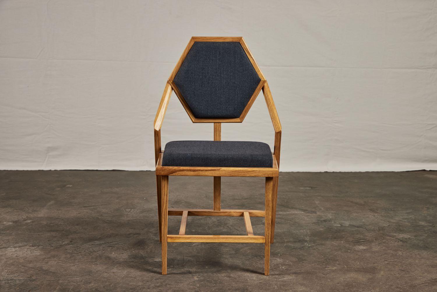 Wood Pair Mid 20th Century Mid Geometric Oak Chairs