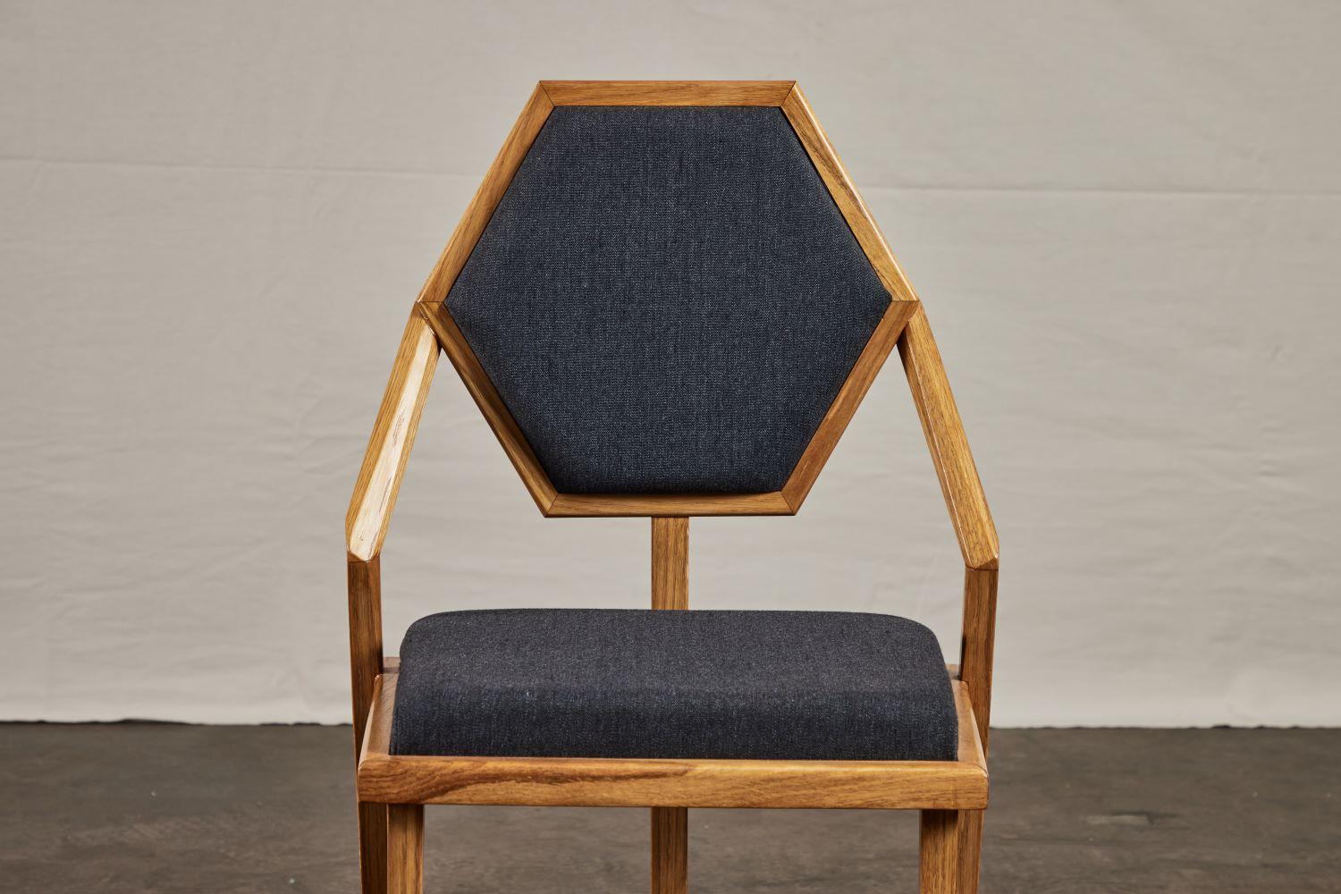 Pair Mid 20th Century Mid Geometric Oak Chairs 1