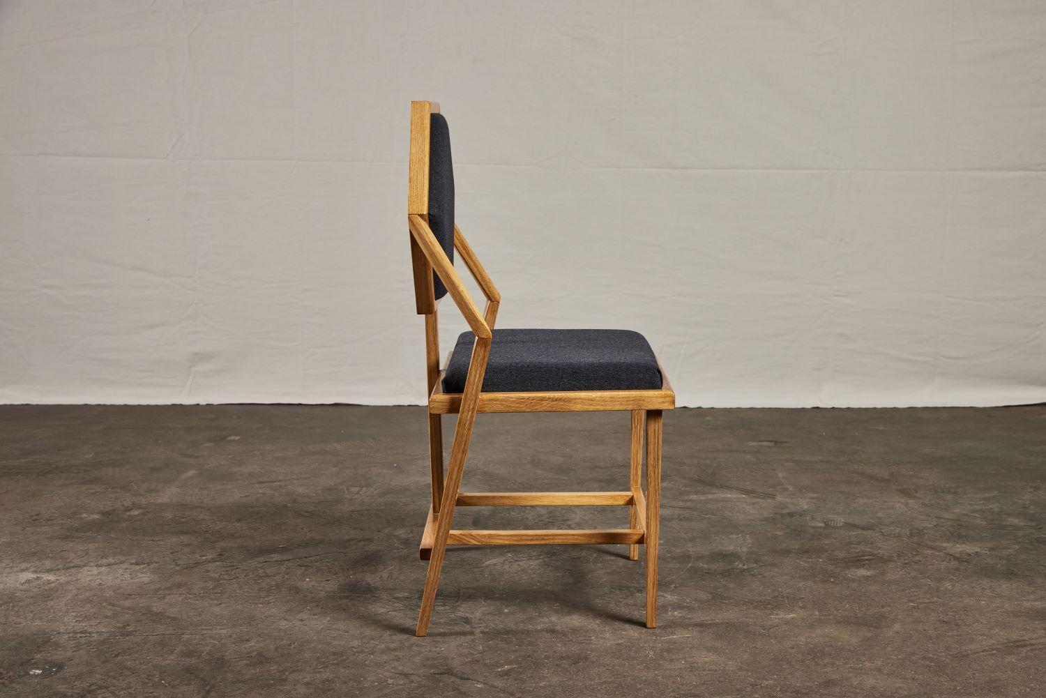 Pair Mid 20th Century Mid Geometric Oak Chairs 3