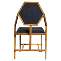 Pair Mid 20th Century Mid Geometric Oak Chairs