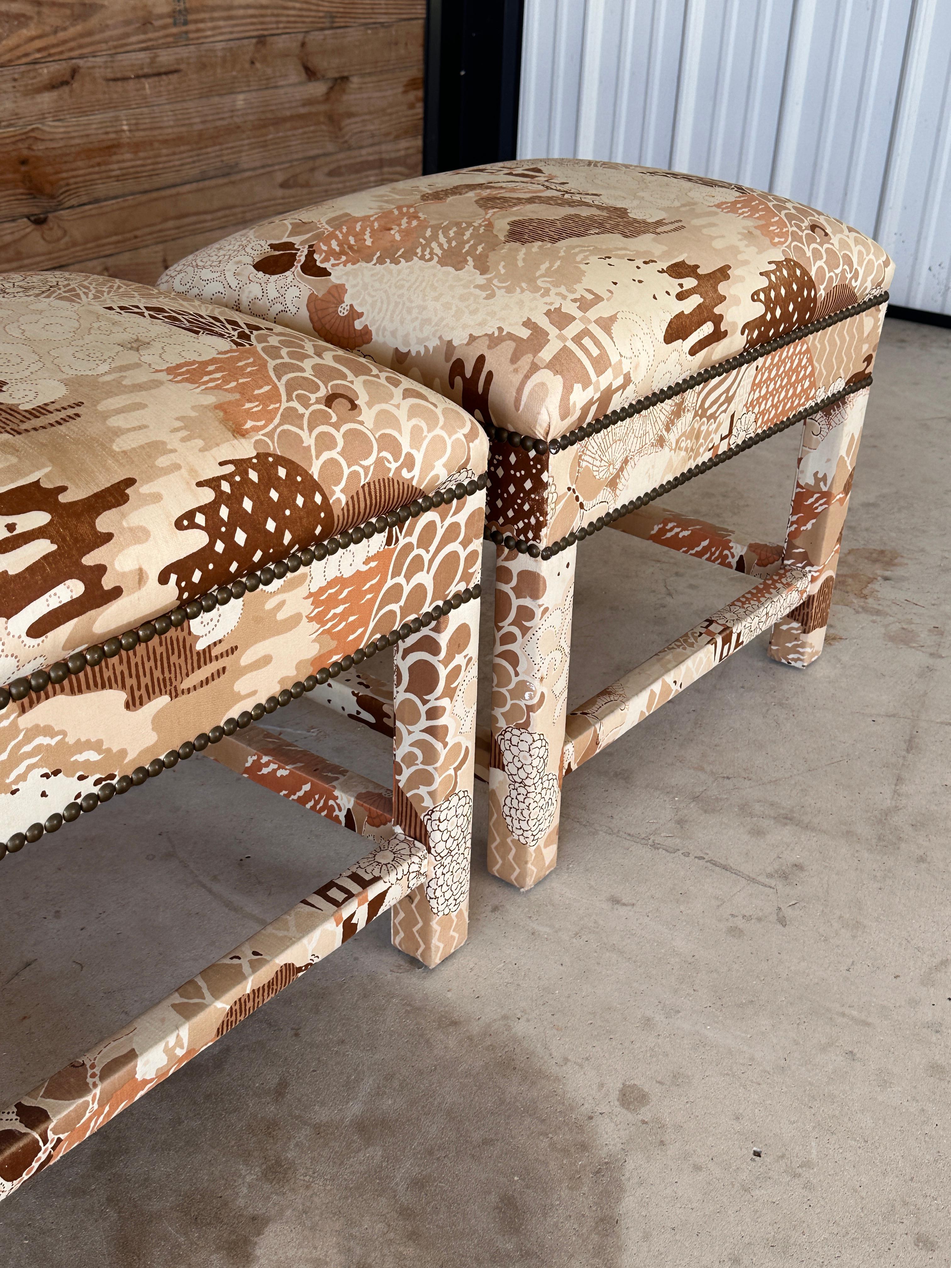 Mid-20th Century Milo Baughman Style Parsons Style Benches-Pair 10