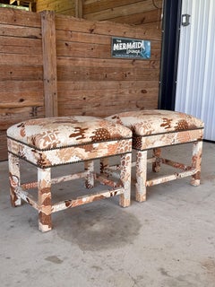 Mid-20th Century Milo Baughman Style Parsons Style Benches-Pair