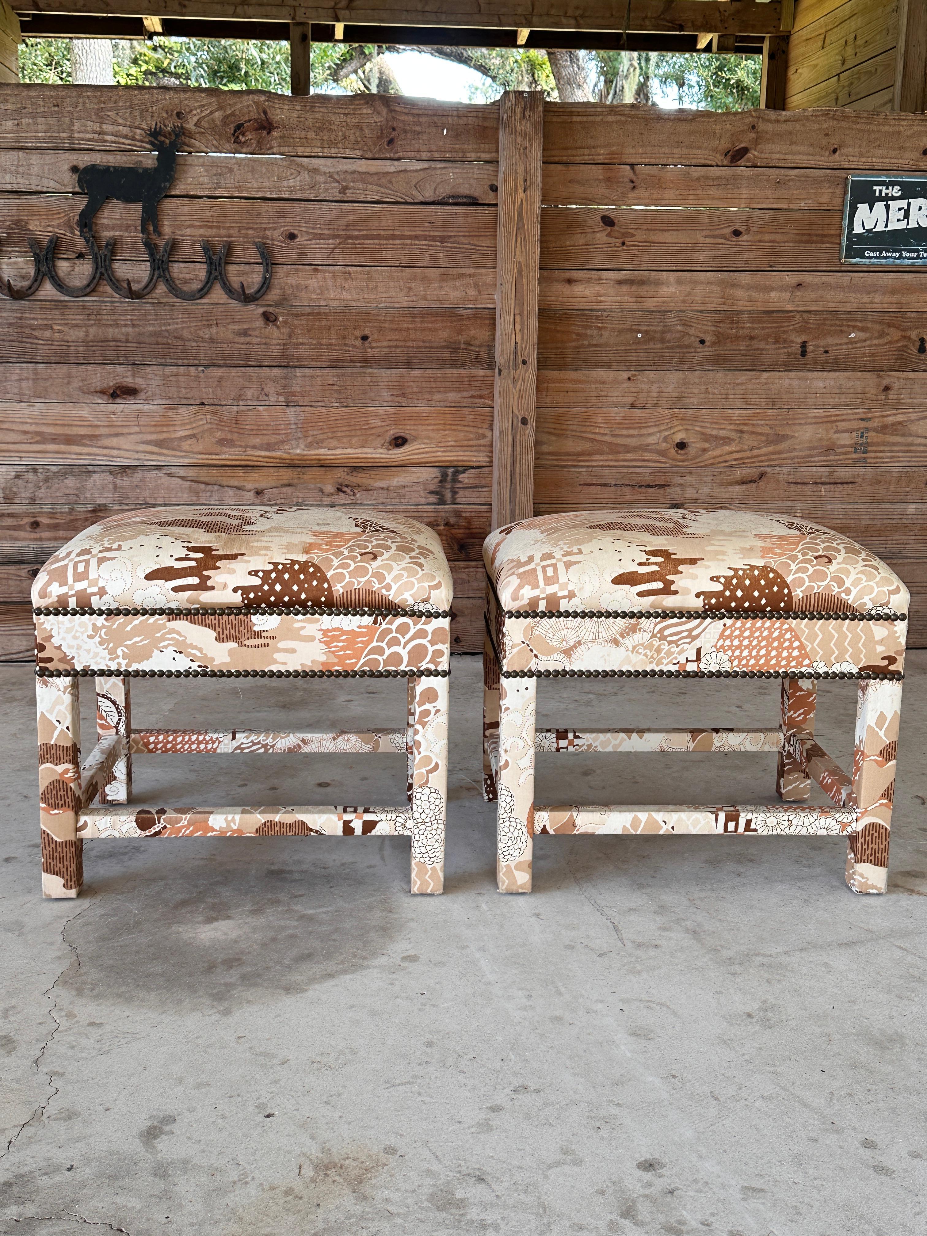 Post-Modern Mid-20th Century Milo Baughman Style Parsons Style Benches-Pair
