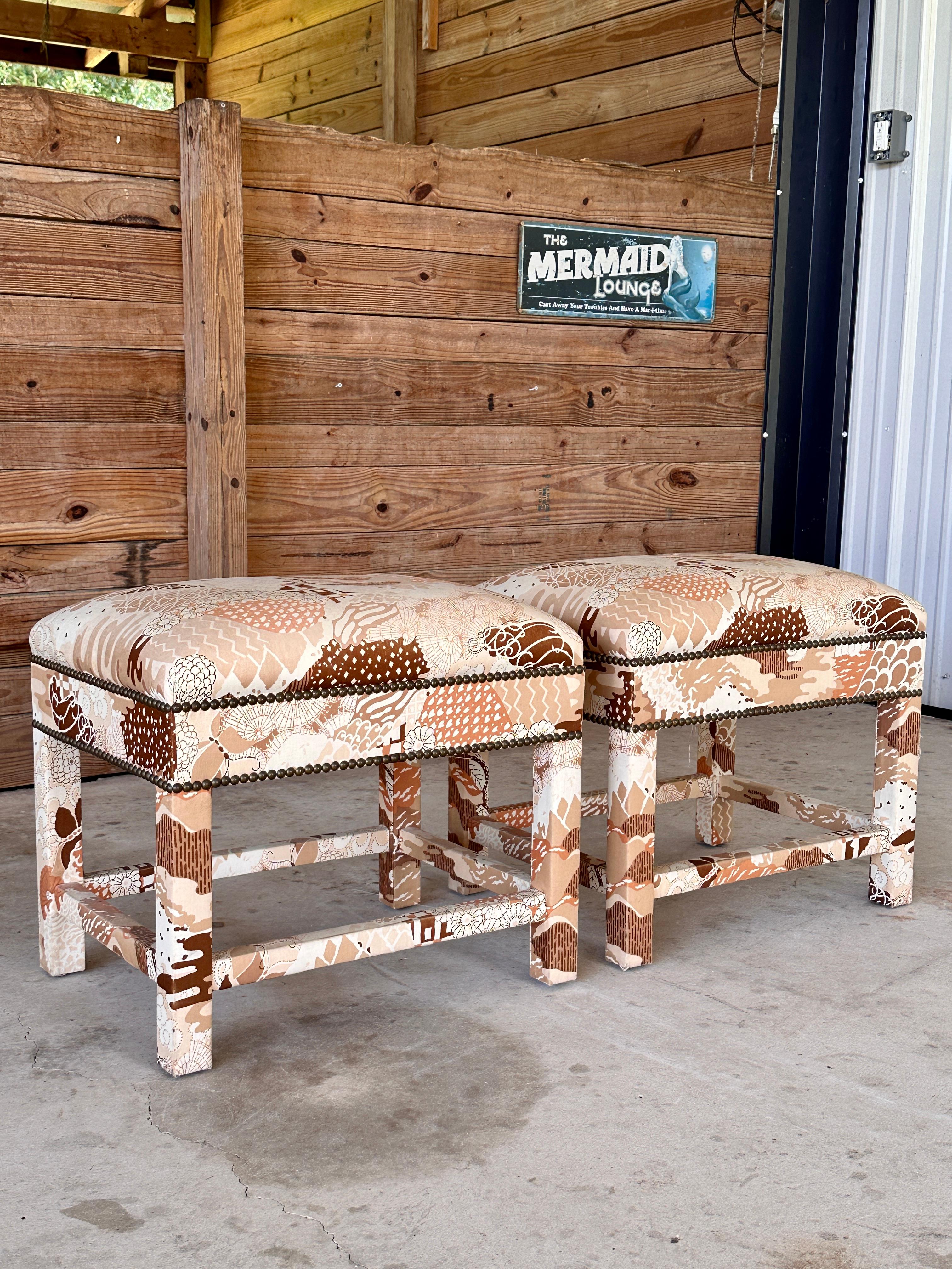 Mid-20th Century Milo Baughman Style Parsons Style Benches-Pair 1