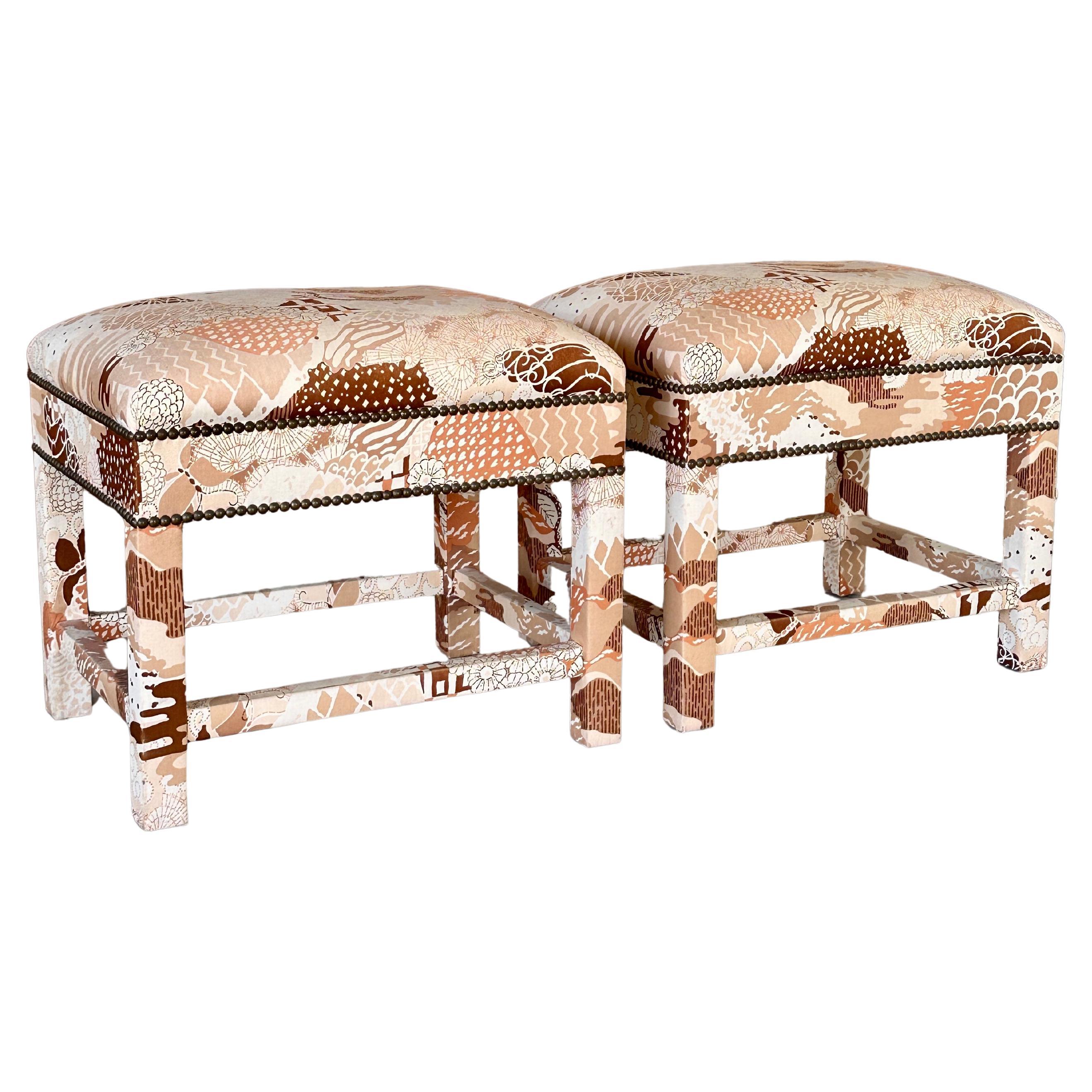 Mid-20th Century Milo Baughman Style Parsons Style Benches-Pair