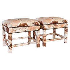 Mid-20th Century Milo Baughman Style Parsons Style Benches-Pair