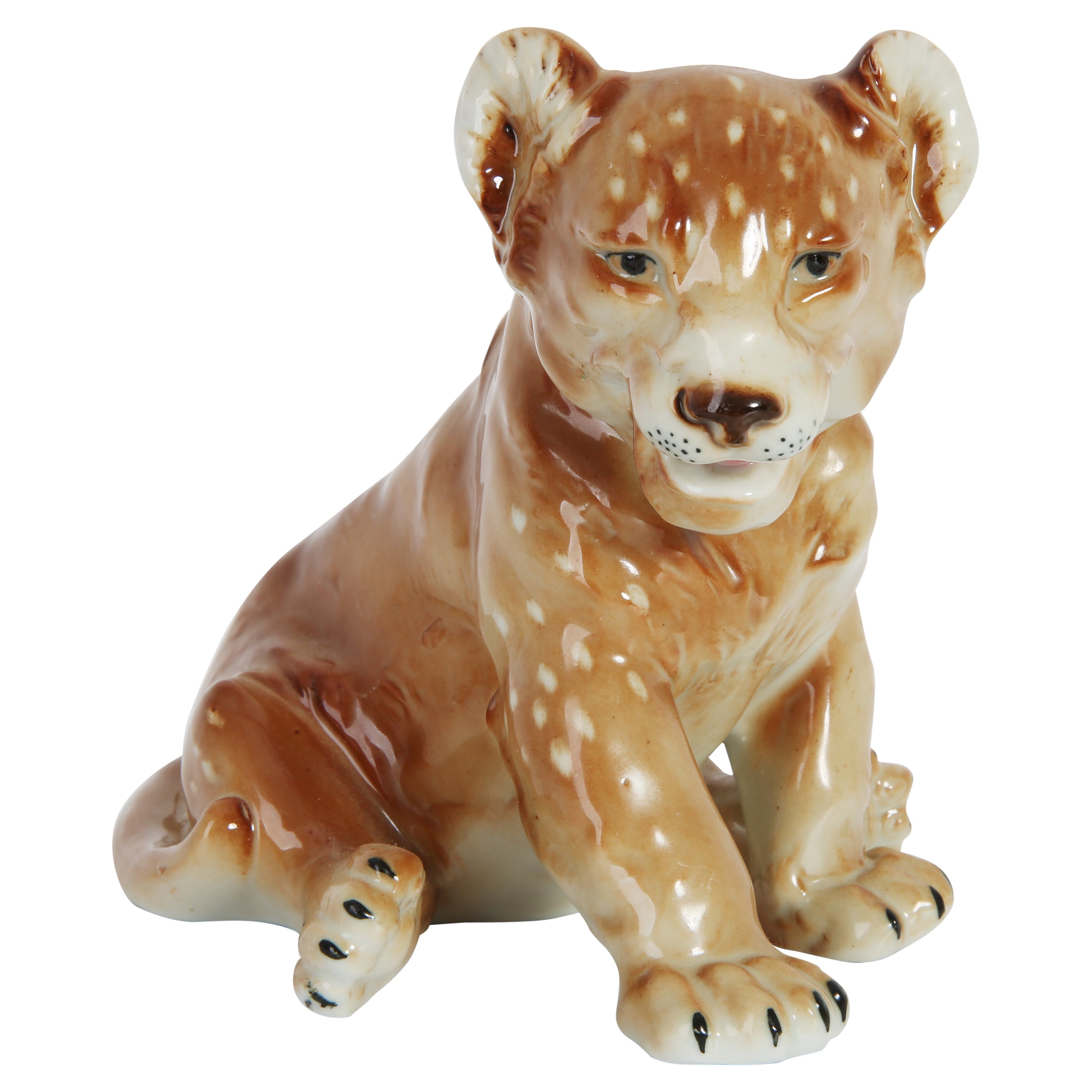 Mid 20th Century Mini Ceramic Lion Decorative Sculpture, Italy, 1960s.