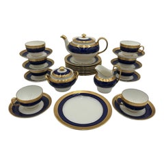 Mid 20th Century Minton Cobalt & Gold Pattern G6262 – Complete Tea Set for Eight
