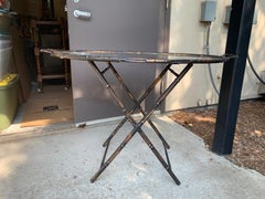 Mid-20th Century Mirrored and Faux Bamboo Gilt Metal Oval Tray on Stand