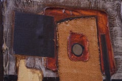Mid-20th Century Mixed-Media Abstract Acrylic and Raffia on Canvas