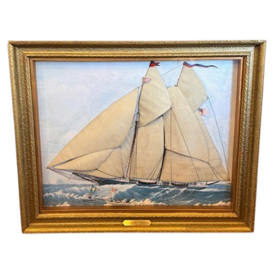 Mid 20th Century Mixed Media Seascape with Yacht, inspired by Thomas Willis