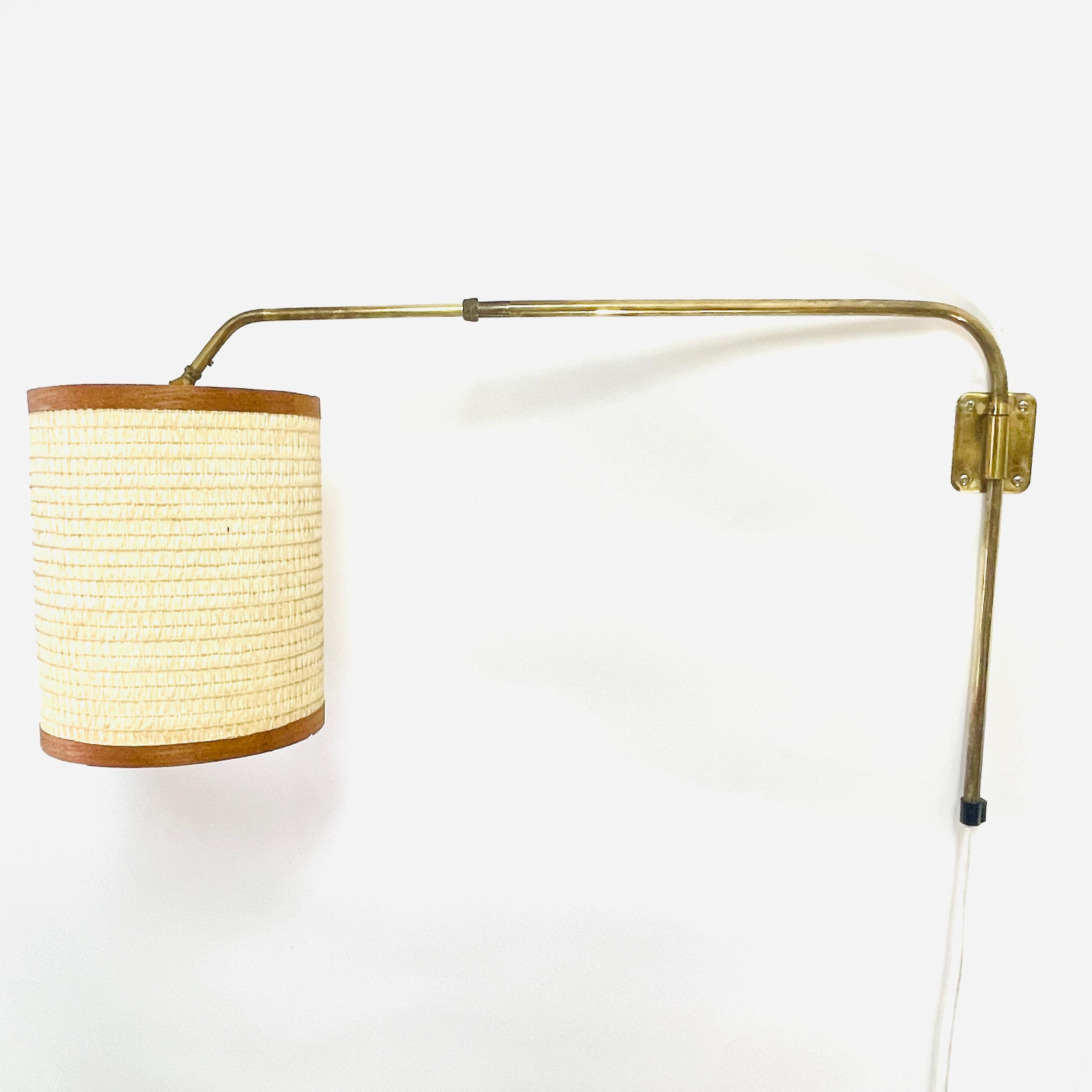 Mid-Century Modern Mid-20th Century Modern Adjustable Brass Wall Lamp from Sweden
