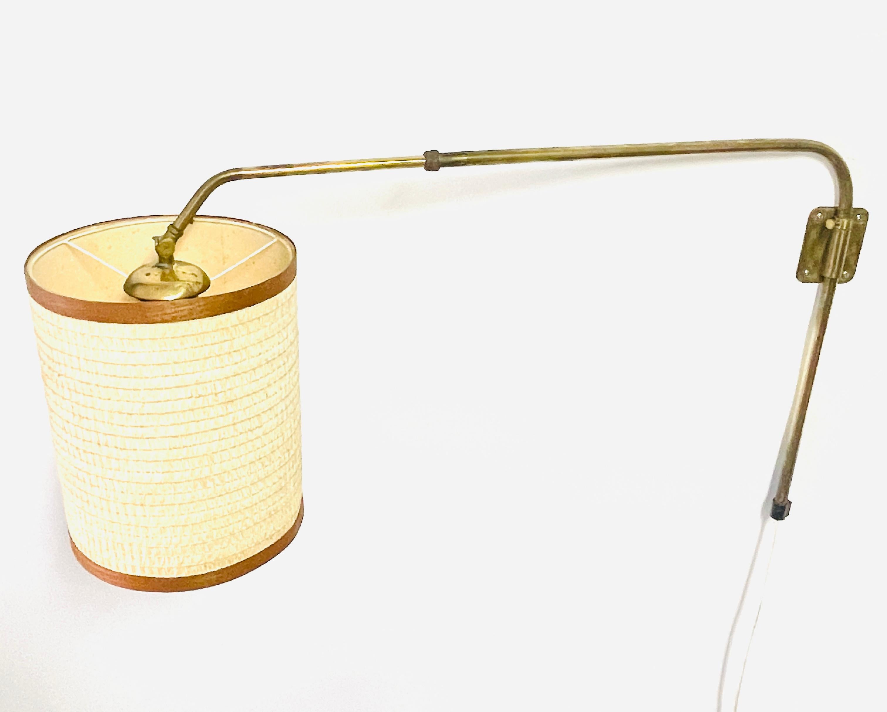 Mid-20th Century Modern Adjustable Brass Wall Lamp from Sweden 4