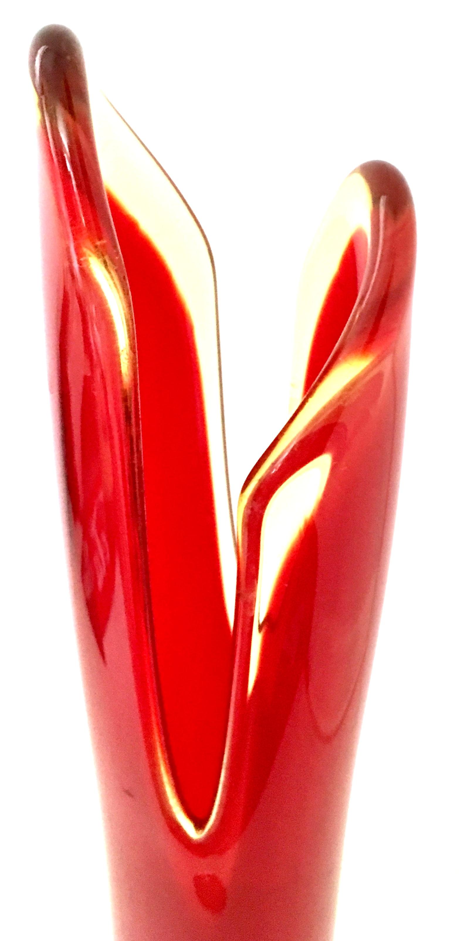 Art Glass Mid-20th Century Modern American Blown Art Slag Glass Vase