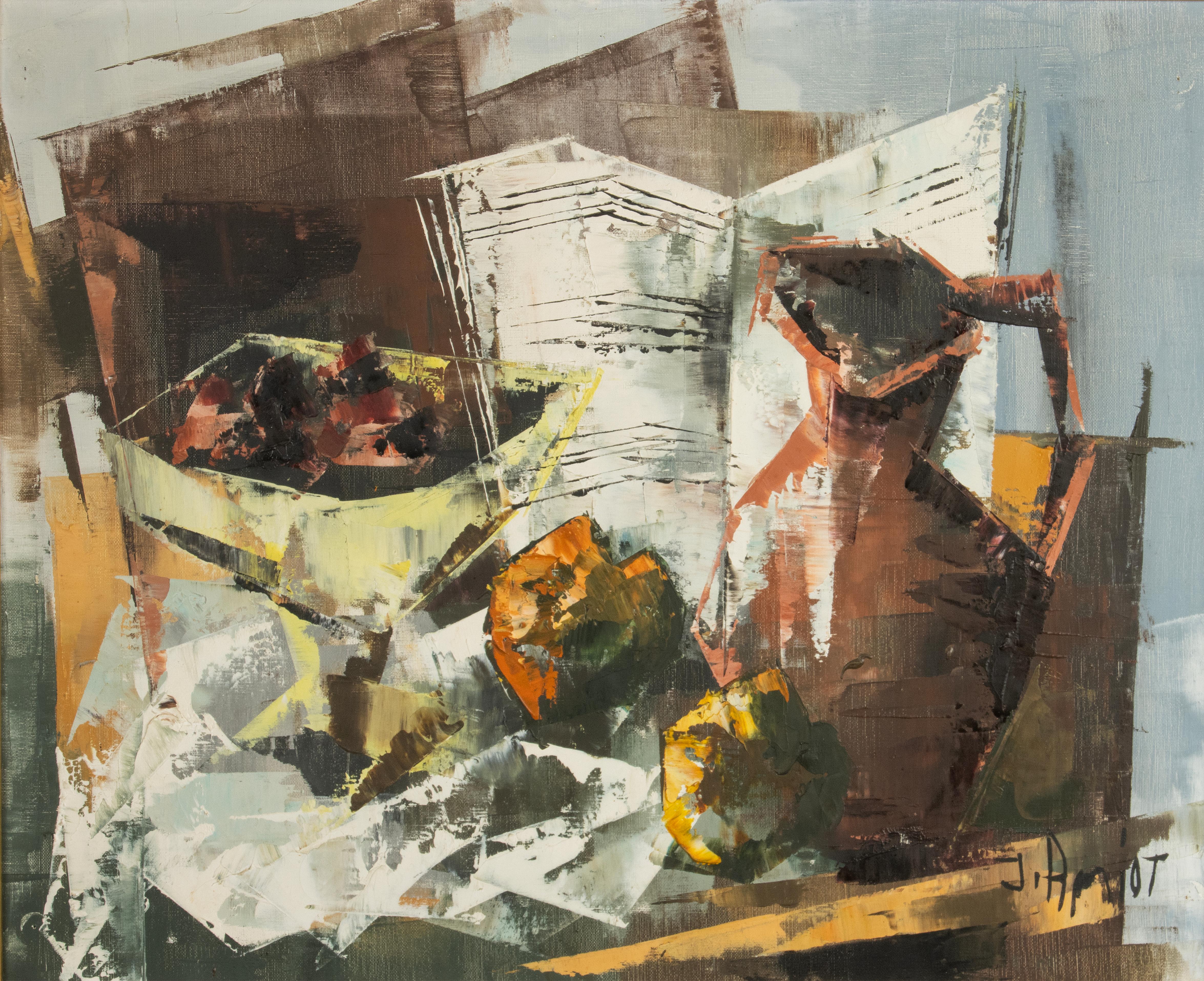 A beautiful modern oil painting by the French artist Jean Amiot. Oil on canvas. The artwork is signed lower right.
Framed in a beautiful wooden frame, probably from the same period as the painting.
Jean Amiot was born in 1920. His modernist style is
