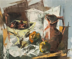 Opera d'arte moderna della metà del XX secolo - Natura morta - Dipinto a olio su tela