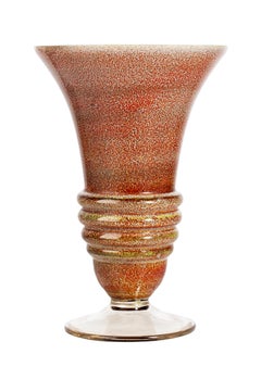 Mid-20th Century Modern Barbini-Like Enameled Murano Glass Trumpet Vase, Italy