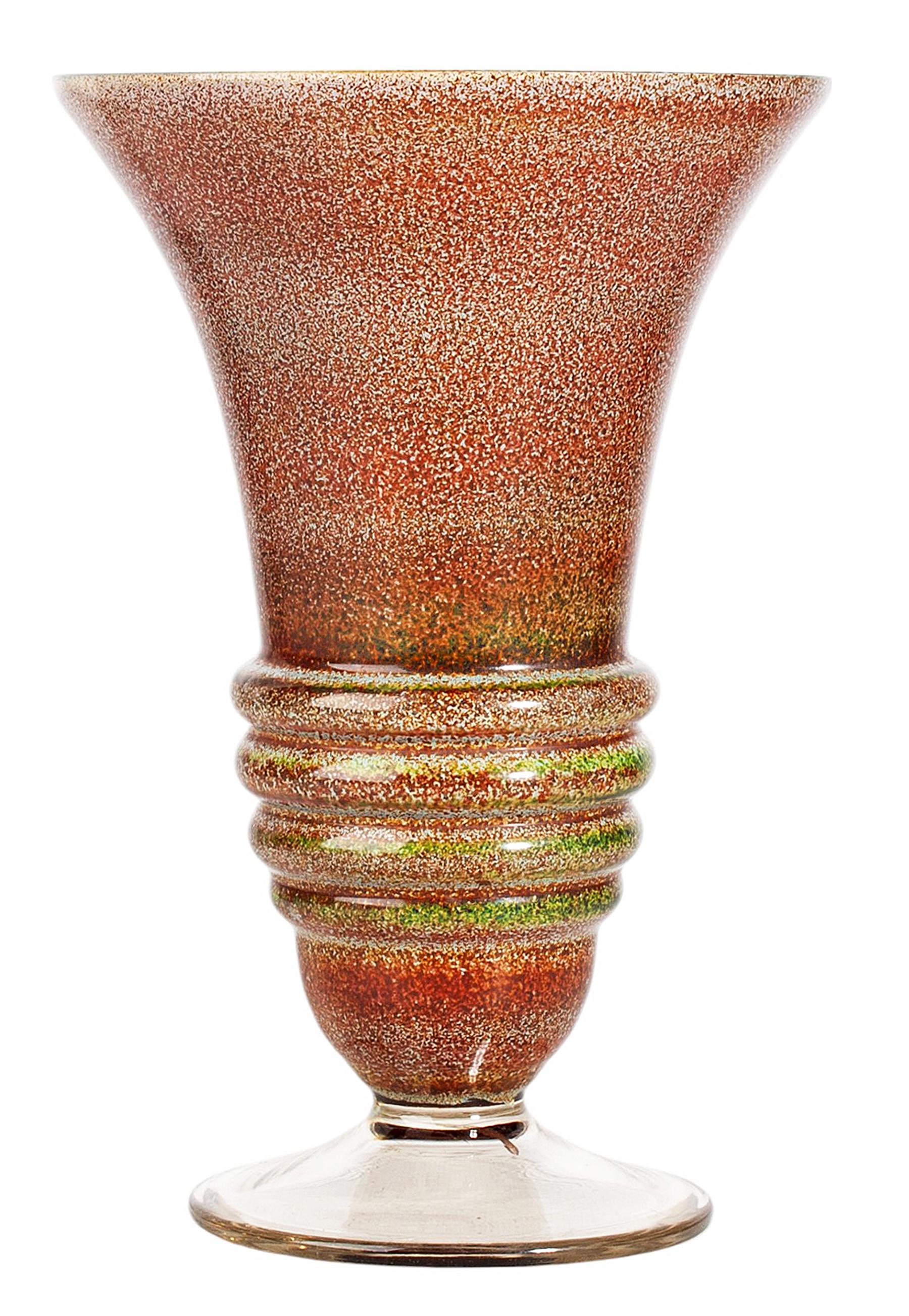 Mid-Century moderno Vaso a tromba in vetro di Murano smaltato della metà del XX secolo, Italia in vendita