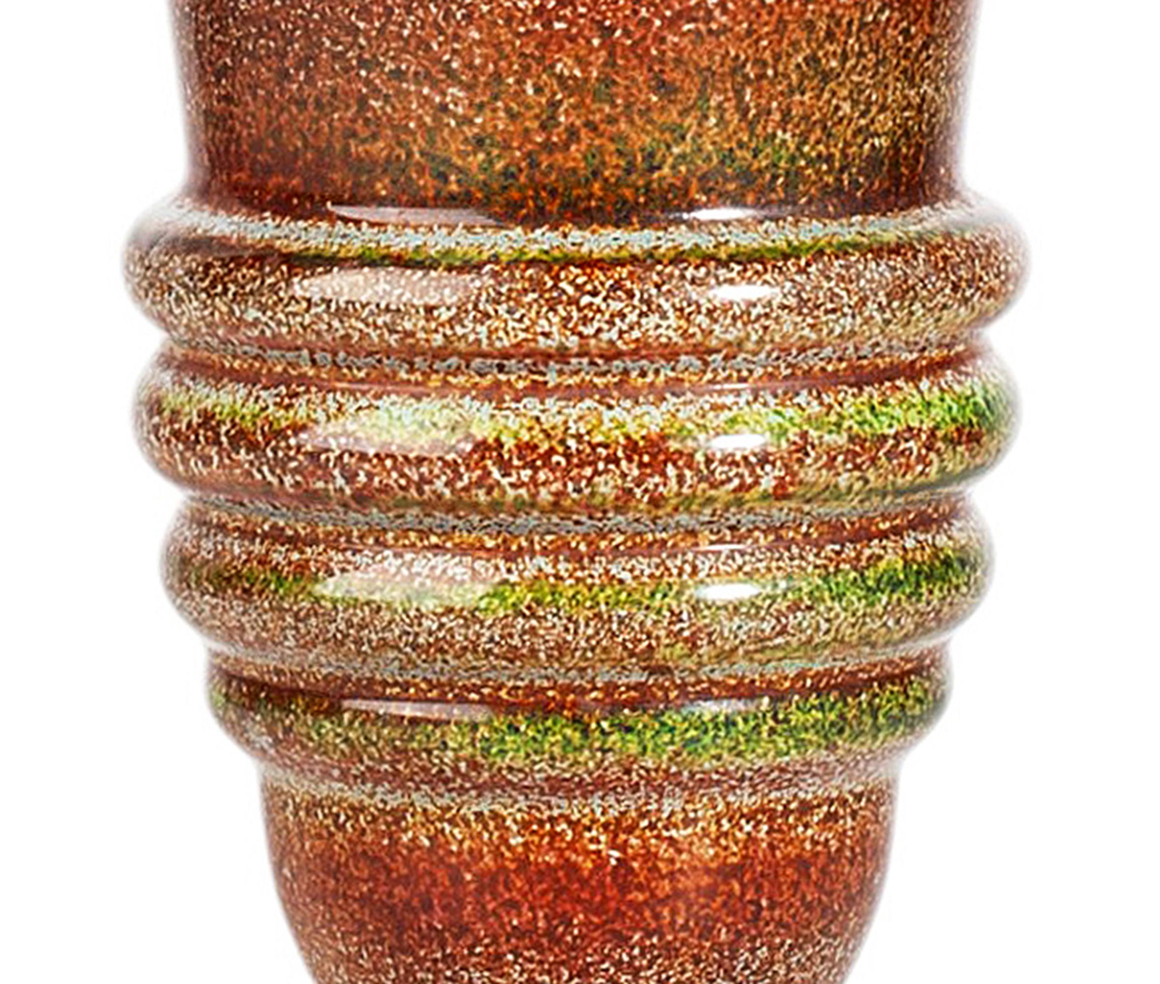 Smalto Vaso a tromba in vetro di Murano smaltato della metà del XX secolo, Italia in vendita