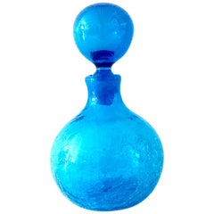 Mid-20th Century Modern Blown Crackle Glass Bulbous Liquor Decanter By, Blenko
