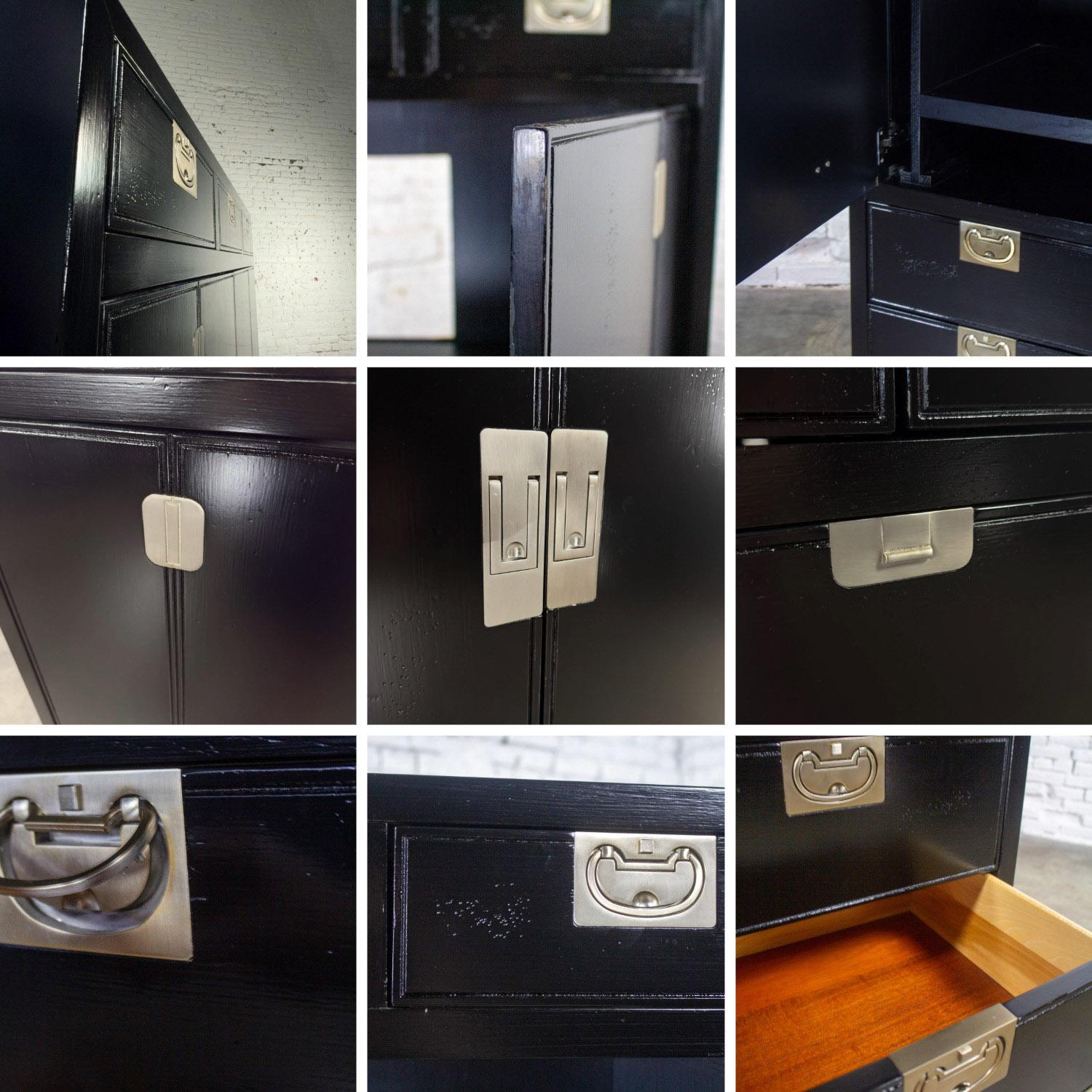 Mitte des 20. Jahrhunderts Modern Campaigner Henredon Schwarz Entertainment Cabinet oder Armoire im Angebot 10