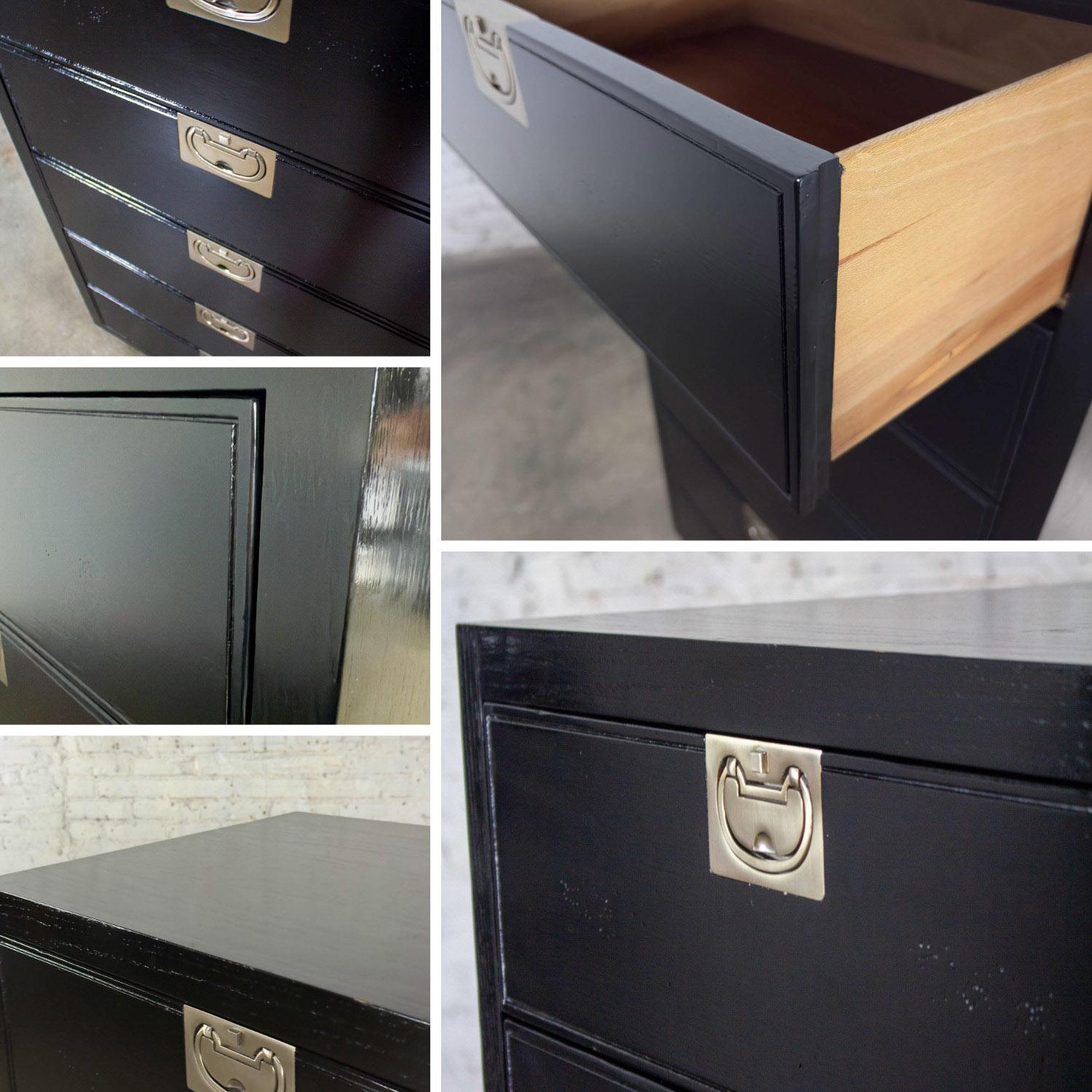 Mid 20th Century Modern Campaign Style Henredon Black Lingerie Chest of Drawers For Sale 11