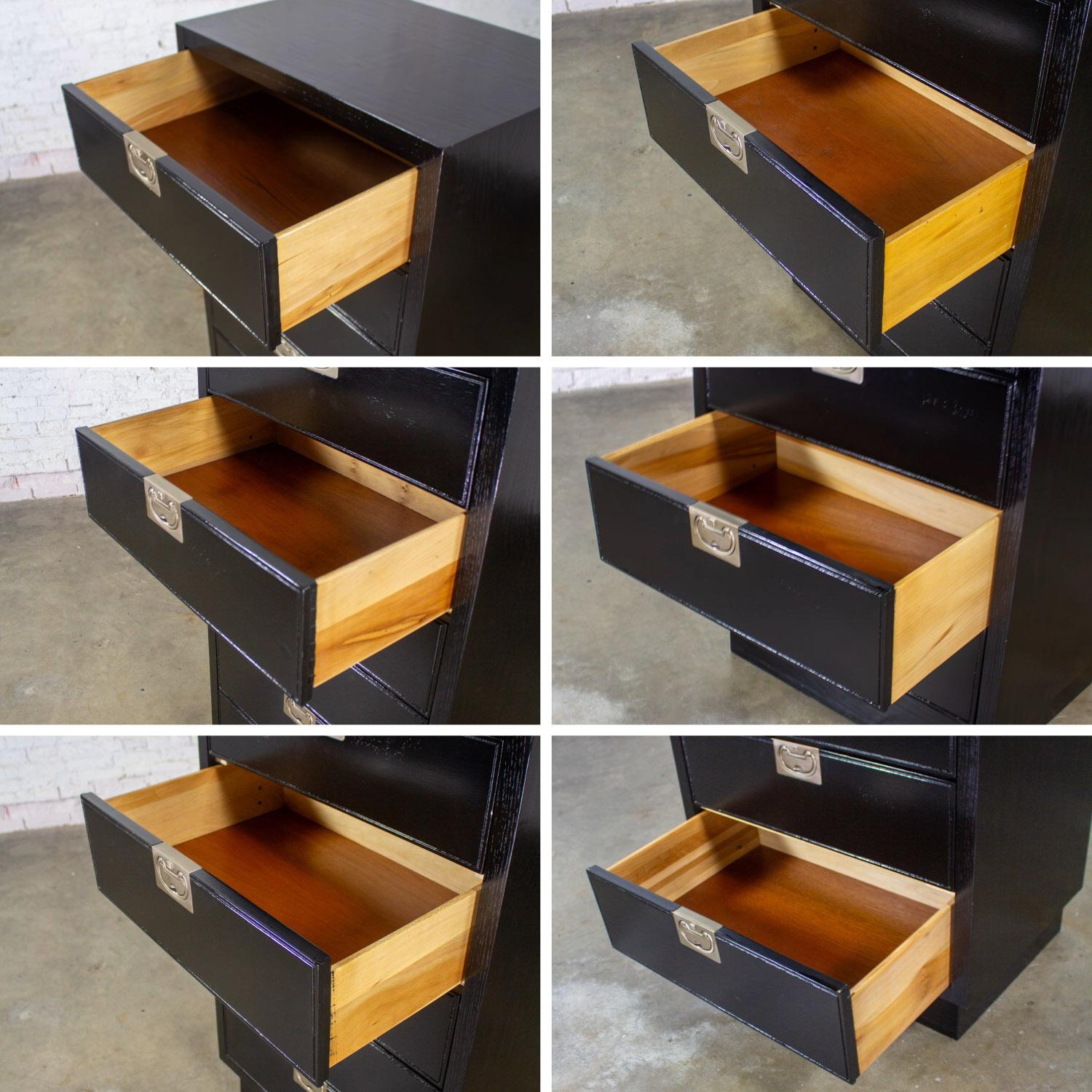 Mid 20th Century Modern Campaign Style Henredon Black Lingerie Chest of Drawers For Sale 12
