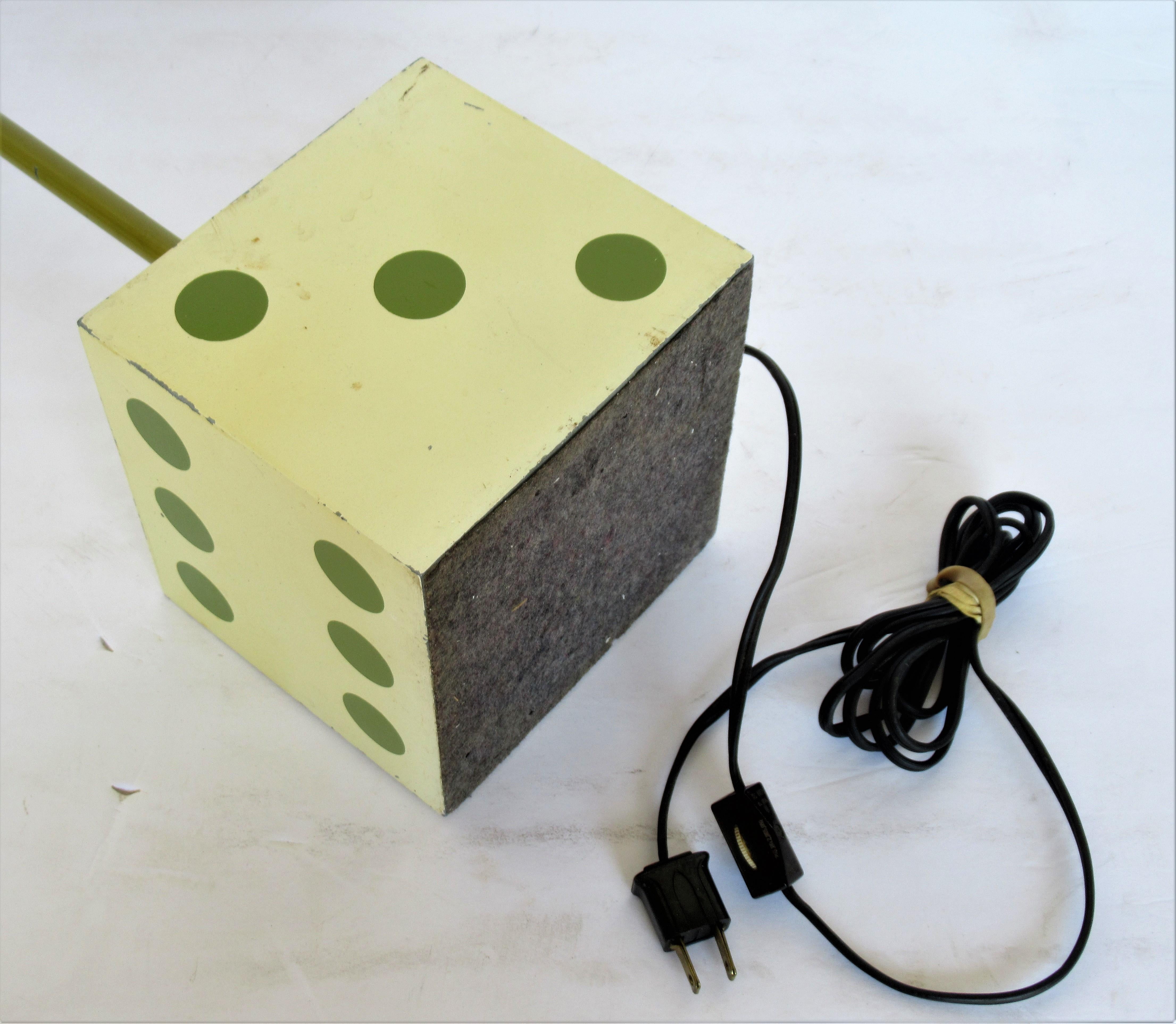 Painted Mid Century Modern Dice Form Table Lamp For Sale