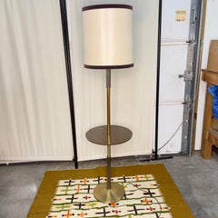 Mid 20th Century Modern Floor Lamp With Table and Lampshade