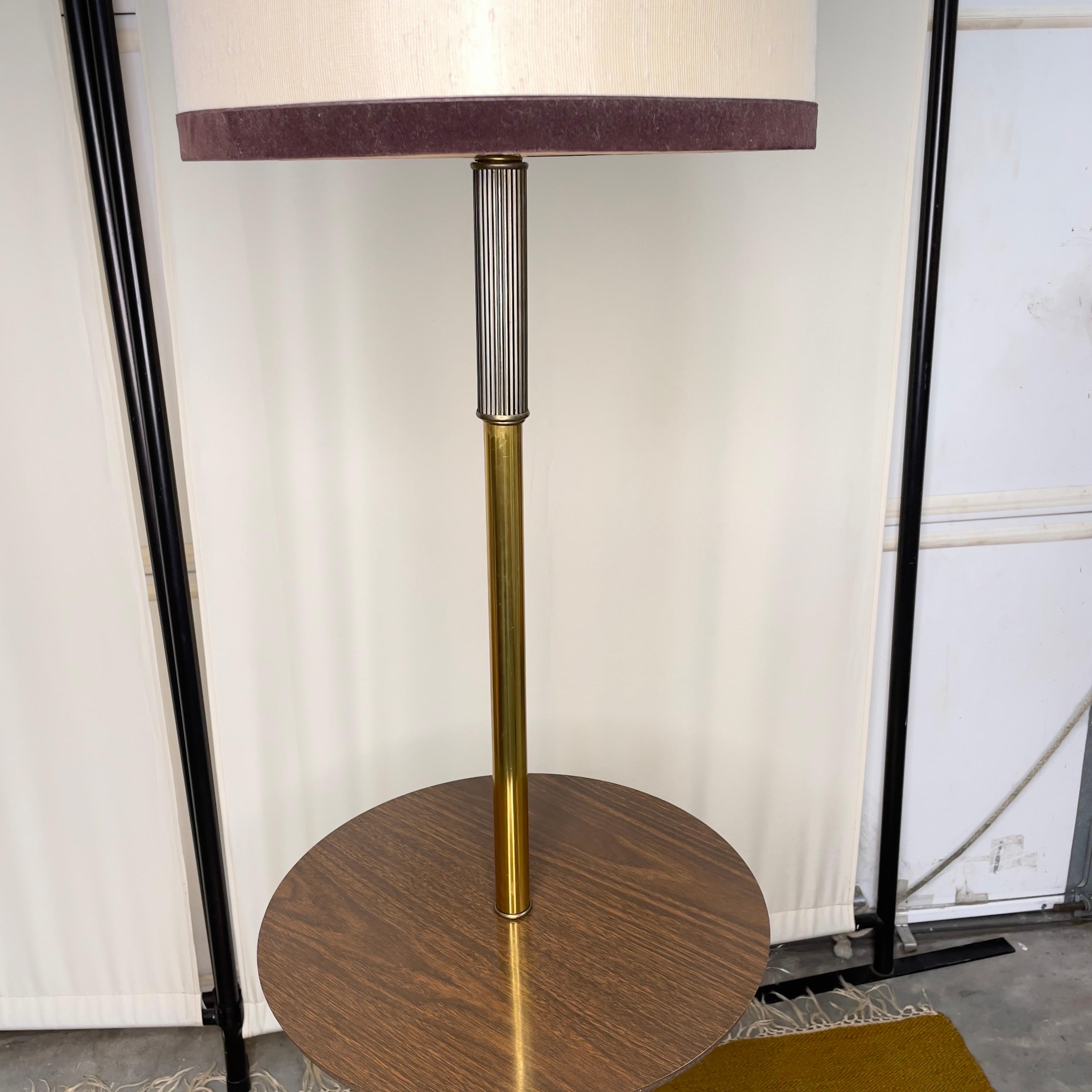Mid 20th Century Modern Floor Lamp With Table and Lampshade In Good Condition For Sale In Cordova, SC