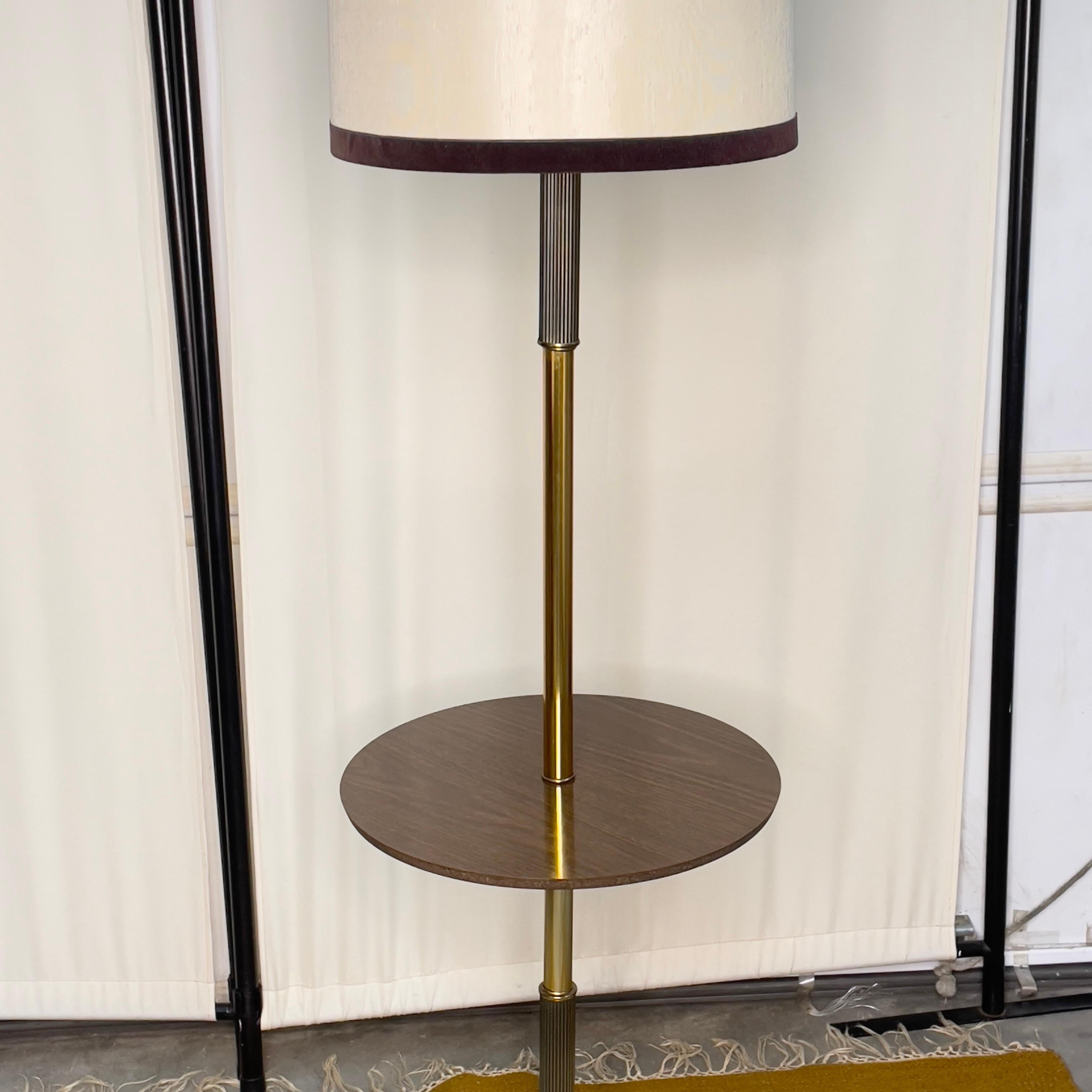 Mid-20th Century Mid 20th Century Modern Floor Lamp With Table and Lampshade For Sale