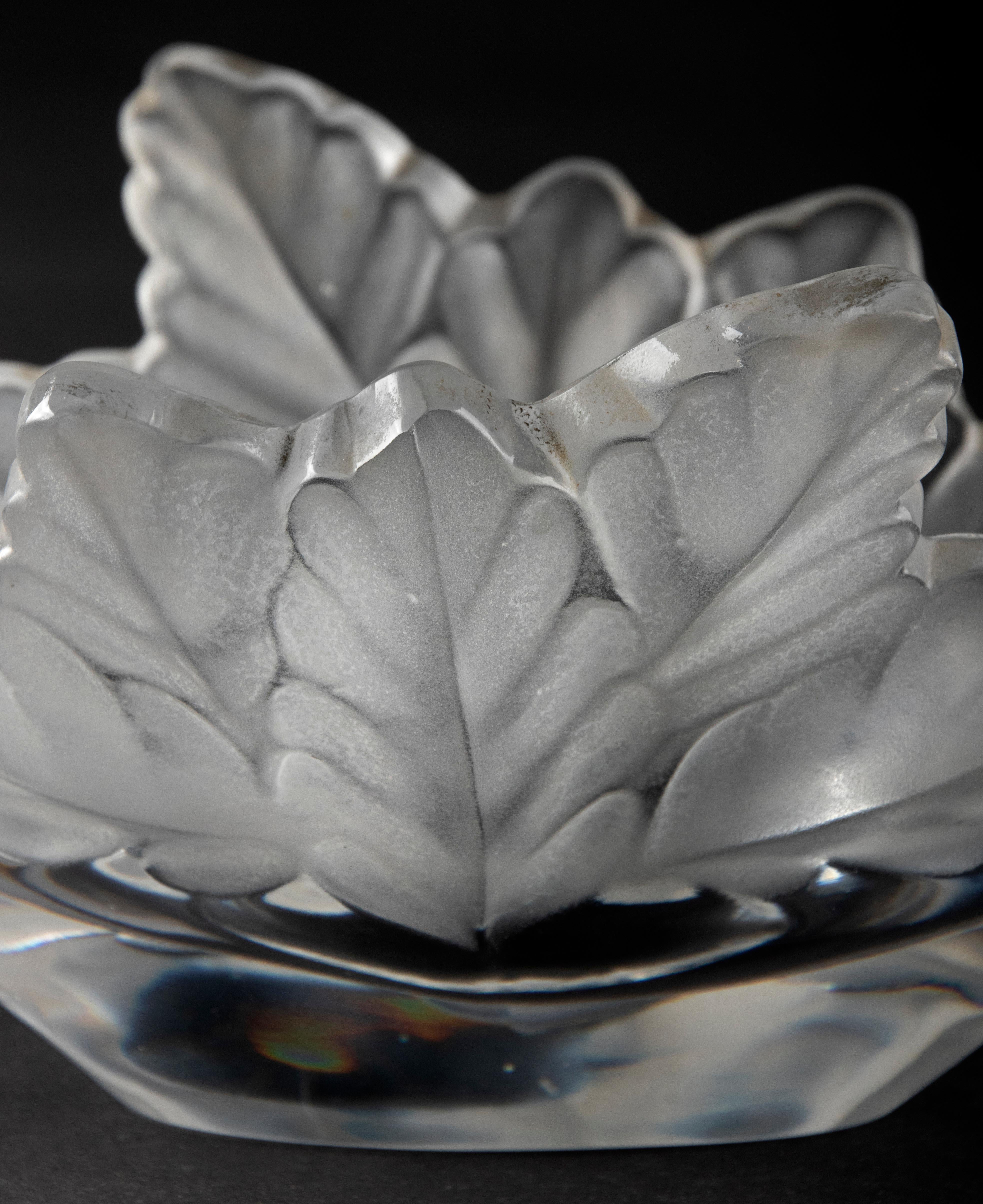 Mid 20th Century Modern Frosted Crystal Bowl by Lalique Model 